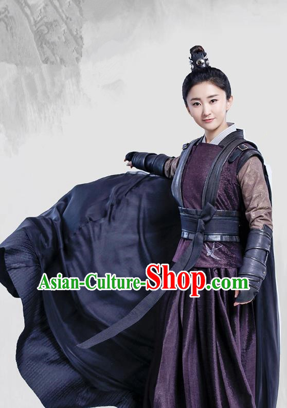 Chinese Ancient Female Knight Historical Costumes and Headpieces Drama Tang Dynasty Tour Swordswoman Tian Ruolan Dresses