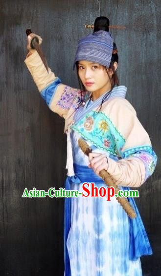 Chinese Ancient Tang Dynasty Female Swordsman Historical Costumes and Headwear Drama Legend of Southwest Dance and Music Su Qianwei Dresses