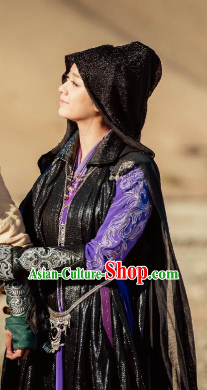 Chinese Ancient Female Swordsman Costume Historical Drama The Taosim Crandmaster Zi Liuli Hanfu Dress and Headdress