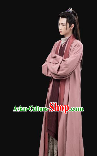 Chinese Ancient Young Swordsman Red Clothing and Hairdo Crown Drama the Birth of the Dream King Physician Yan Costumes