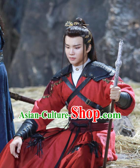 Chinese Ancient Knight Red Clothing and Hairpin Drama the Birth of the Dream King Swordsman Ji Chuan Costumes