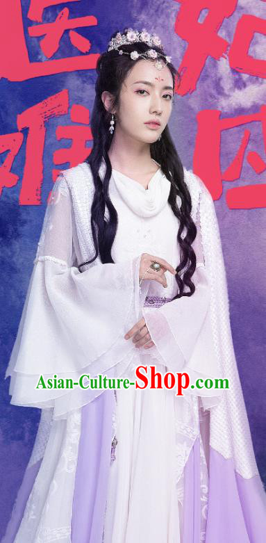 Chinese Ancient Historical Costumes Drama Princess at Large Noble Lady Ming Yue Hanfu Dress and Hair Crown