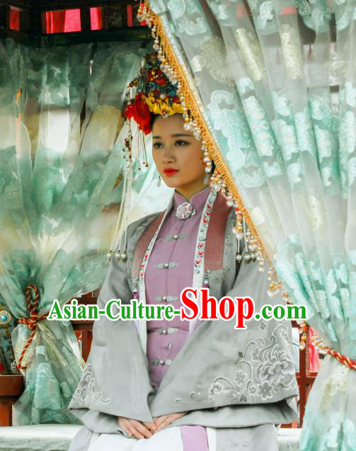 Chinese Ancient Ming Dynasty Courtesan Hanfu Dress Garment and Headdress Drama The Great Shaolin Li Zhenzhen Costumes