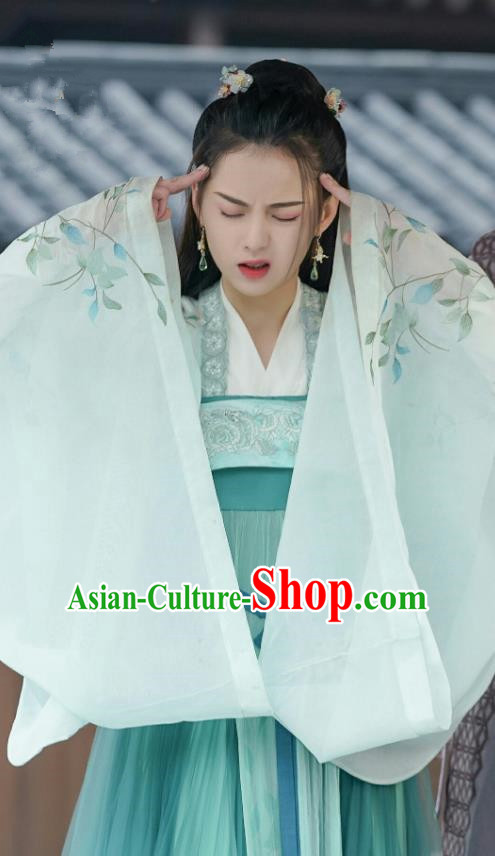 Chinese Ancient Princess Green Dress Apparels Garment and Hair Accessories Drama To Get Her Royal Lady Lin Zhengzheng Costumes