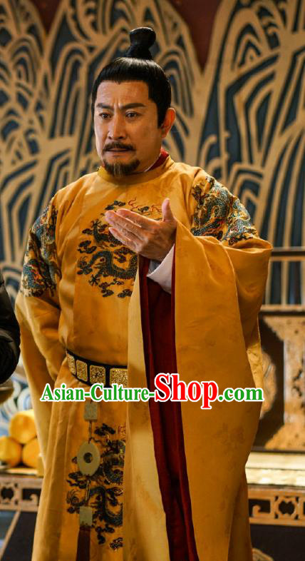 Chinese Ancient Emperor Garment and Headpiece Drama To Get Her Royal Monarch Apparels Costumes Imperial Robe