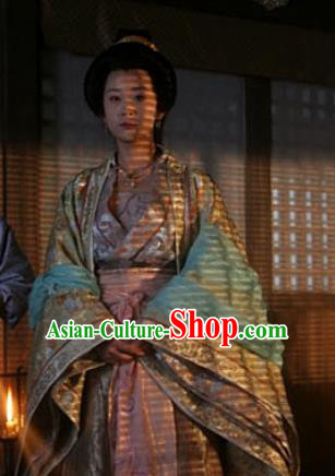 Chinese Ancient Tang Dynasty Apparels Court Empress Hanfu Dress and Headwear Drama Control by Zhen Guan Queen Zhangsun Garment Costumes