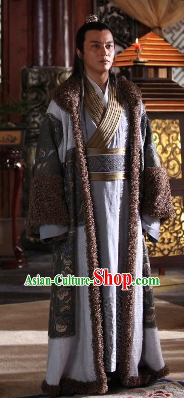 Chinese Ancient Chieftain Costumes Apparels Garment Drama Turbulence of the Mu Clan Ethnic King Mu Zeng Clothing and Headwear