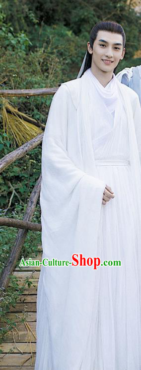 Chinese Ancient Fox King White Garment Drama Sansheng Sanshi Pillow Eternal Love of Dream Bai Zhen Costumes