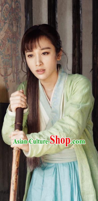 Chinese Ancient Civilian Lady Apparels Garment Costumes and Hair Accessories Wuxia Drama The Lost Swordship Swordswoman Rui Chu Dress