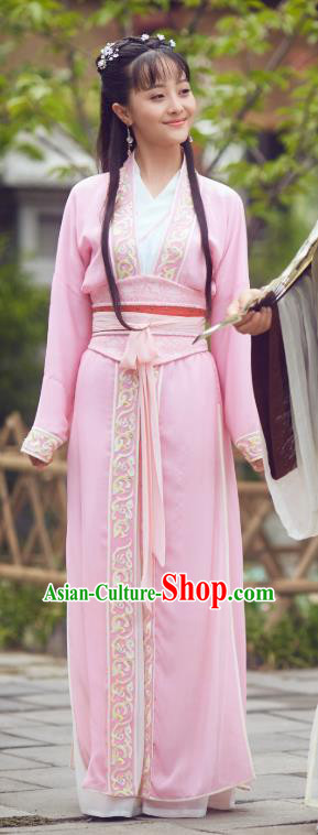 Chinese Ancient Female Apparels Garment Costumes and Hair Accessories Headdress Wuxia Drama Xiya Xia Qin Shuang Pink Dress