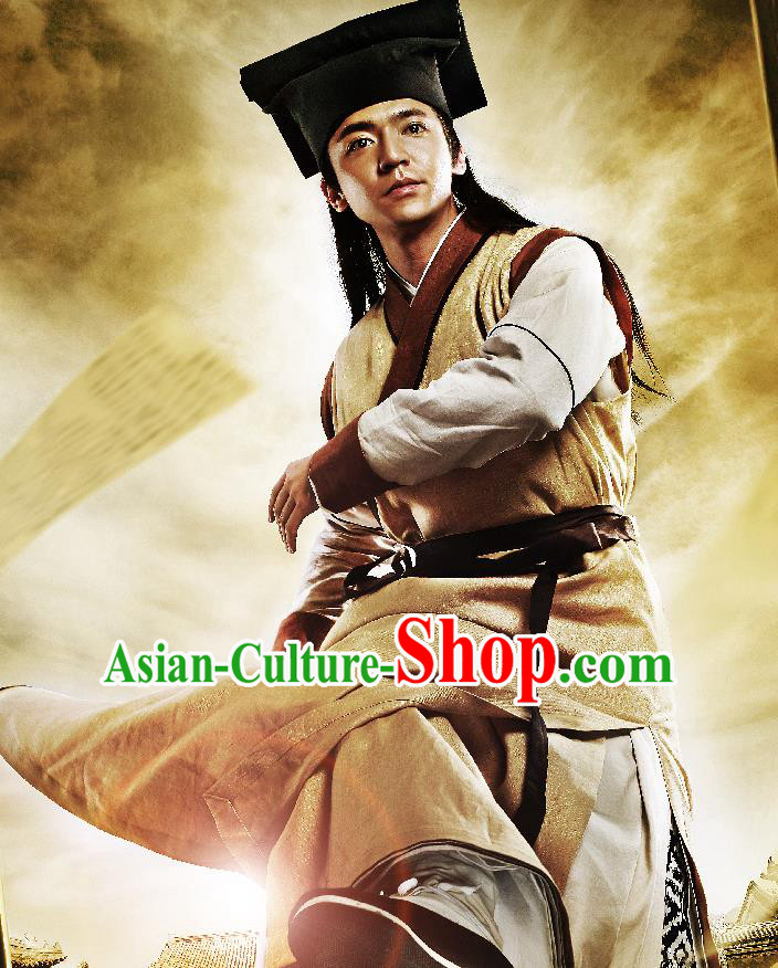 Chinese Ancient Scholar Hanfu Garment Costumes and Hat Drama Legend of the Concubinage Adviser Long Zixu Apparels