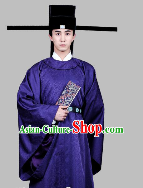 Chinese Ancient Song Dynasty Official Robe Costumes and Hat Drama Kai Feng Qi Tan Bao Zheng Garment Vestment Apparels