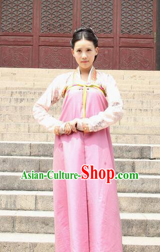 Chinese Ancient Palace Lady Costumes Garment and Headwear Drama The Empress Court Maid Bao Jin Pink Dress Apparels