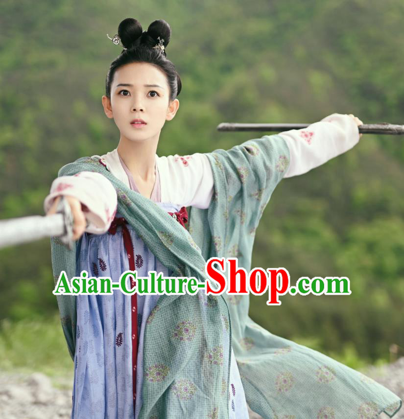 Chinese Ancient Tang Dynasty Hanfu Dress Costumes and Headwear Drama Wu Xin The Monster Killer Liu Qingluan Apparels Garment