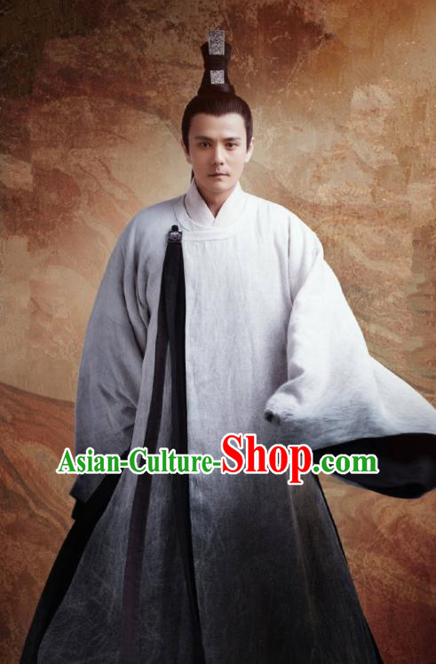 Chinese Ancient Taoist Tang Dynasty Apparels Garment and Headwear Drama Wu Xin The Monster Killer Wizard Chang Ming Clothing