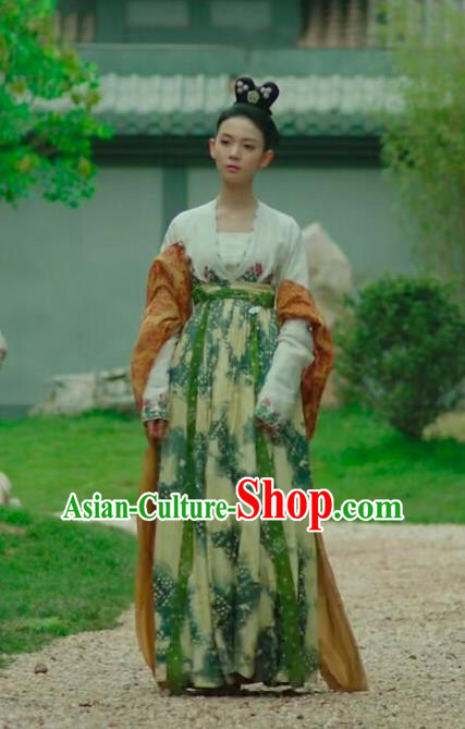 Chinese Ancient Female Swordsman Hanfu Dress Tang Dynasty Apparels Costumes and Headdress Drama Wu Xin The Monster Killer Palace Lady Liu Qingluan Garment