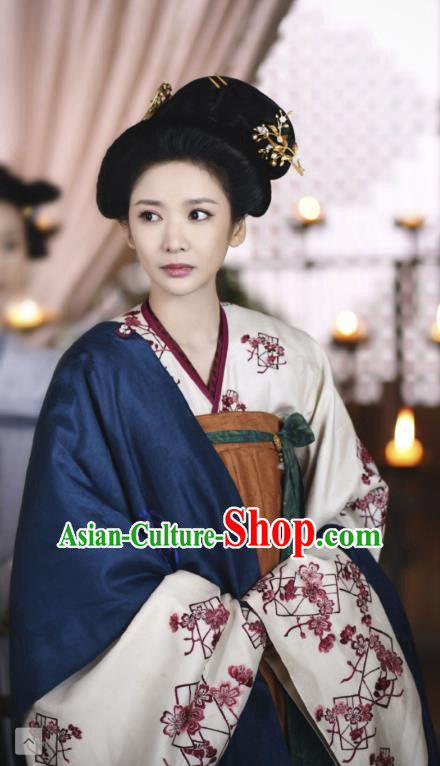 Chinese Ancient Tang Dynasty Imperial Consort Hanfu Dress Apparels Costumes and Headpiecess Drama Wu Xin The Monster Killer Palace Lady Lu Peihua Garment