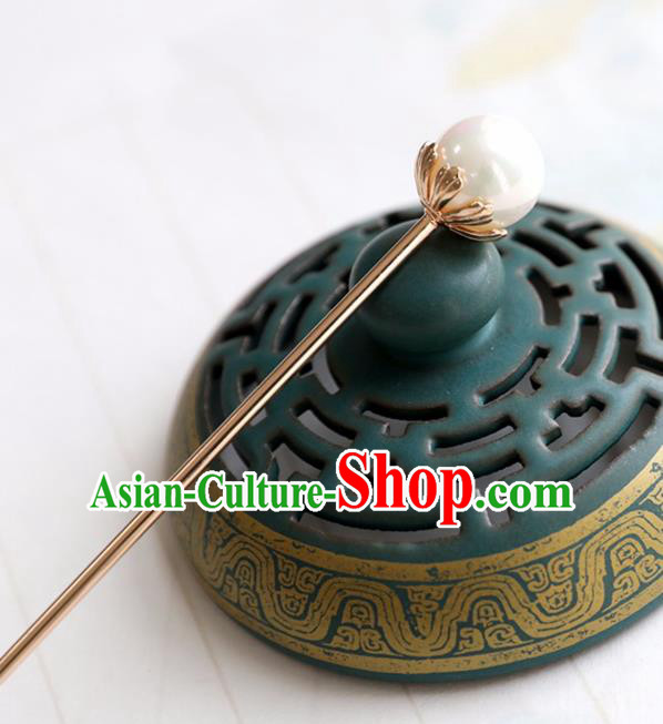 Chinese Ancient Pearl Hair Clip Headwear Women Hair Accessories Ming Dynasty Court Hairpins