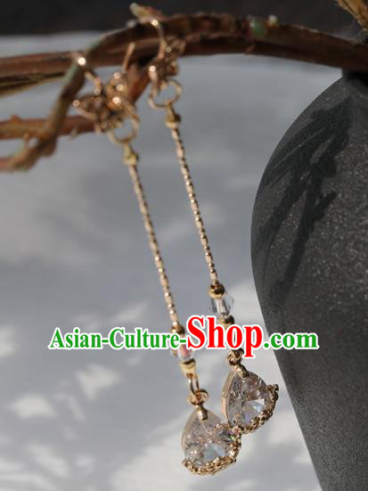 Chinese Ancient Hanfu Crystal Earrings Women Jewelry Golden Ear Accessories