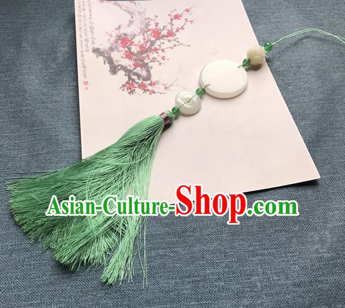 Chinese Ancient Green Tassel Jade Pendant Waist Accessories Peacuful Jade Lappet Jewelry
