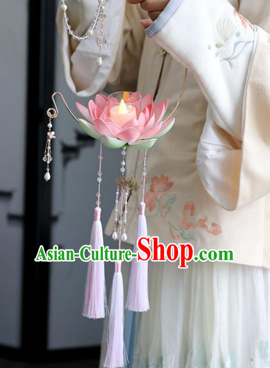 Chinese Ancient Little Lotus Lantern Women Accessories Lantern Festival Lamp