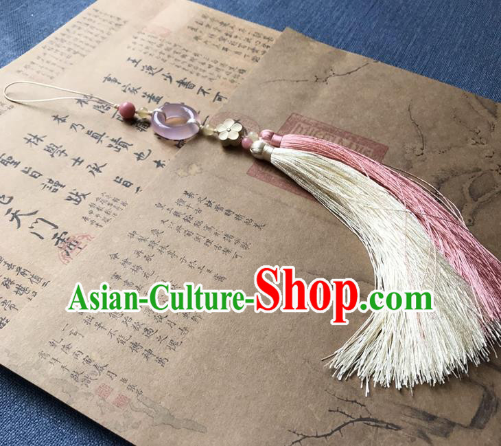 Chinese Ancient Hanfu Tassel Pendant Jade Lappet Jewelry Brooch Accessories