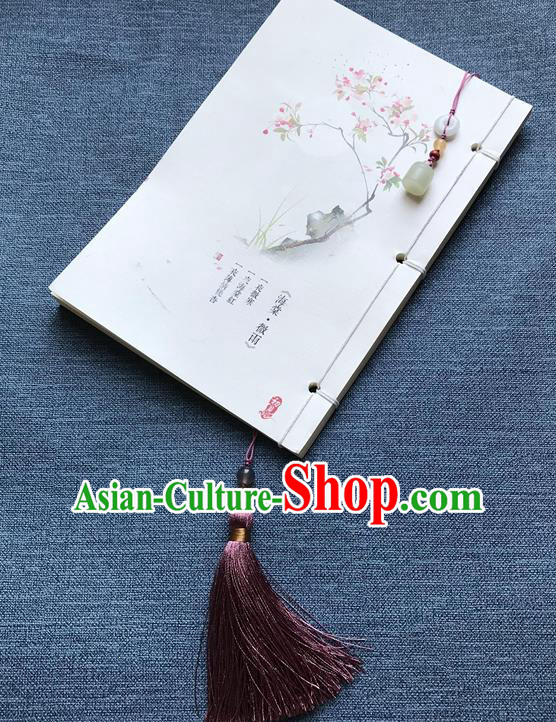 Chinese Ancient Carving Jade Purple Tassel Bookmark Pendant Accessories Jade Lappet Page Marker
