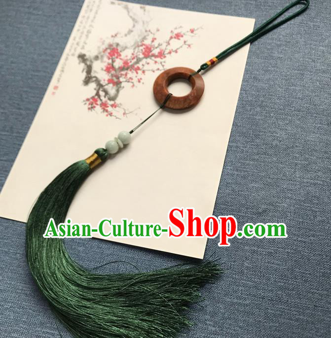 Chinese Ancient Hanfu Green Tassel Pendant Jade Brooch Jewelry Accessories Lappet