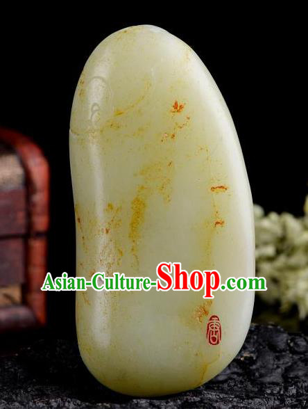 Chinese Ancient Carving Jade Bodhidharma Accessories Jade Craft Jade Handgrip