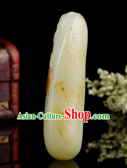 Chinese Ancient Carving Guan Yu Jade Accessories Jade Handgrip Jade Craft