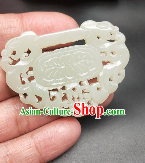 Chinese Handmade Jade Dragon Pendant Hsiuyen Jade Label Carving Jade Necklace Accessories Craft