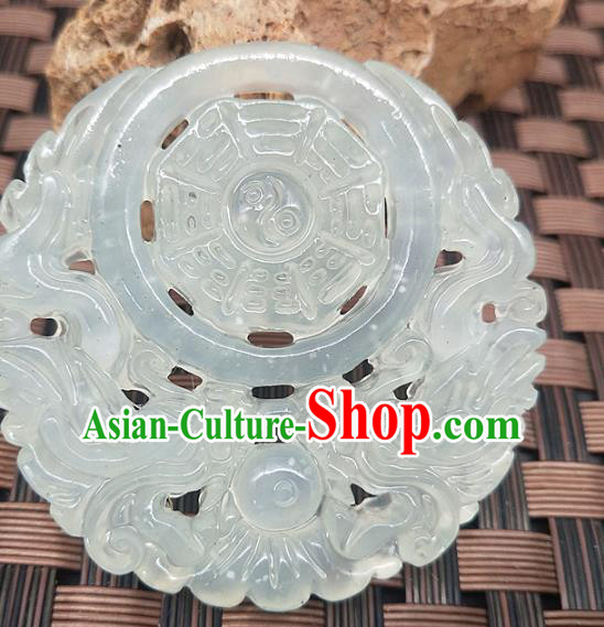 Chinese Handmade Jade Label Craft Hetian Jade Carving Dragon Necklace Accessories Pendant