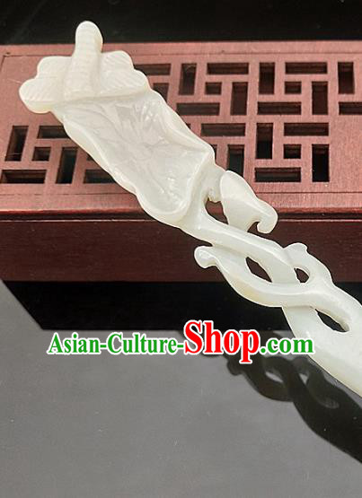 Chinese Ancient Jade Headwear Hanfu Hair Accessories Hairpin Jade Dragonfly Hair Clip