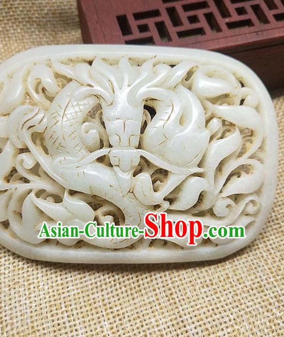 Chinese Ancient Hanfu Jade Belt Knot Accessories Men Carving Dragon Jade Jewelry Ornaments
