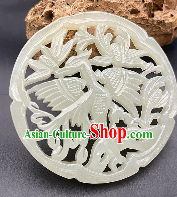 Chinese Ancient Carving Magpie Jade Necklace Accessories Hetian Jade Pendant Jade Label Craft