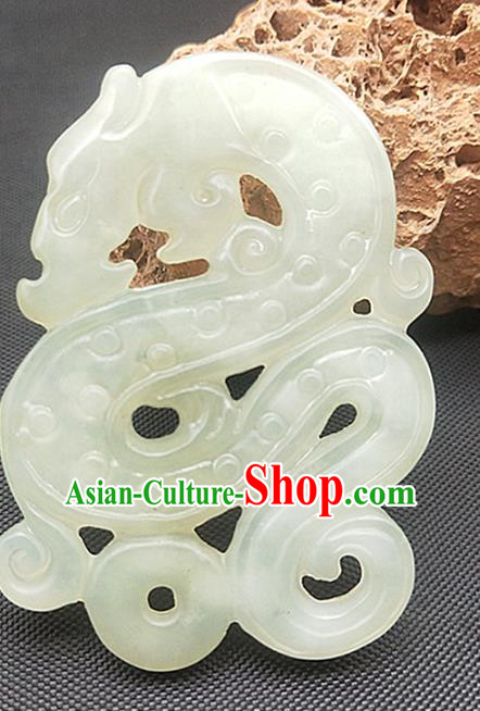 Chinese Ancient Jade Necklace Accessories Jade Label Craft Carving Dragon Hsiuyen Jade Pendant