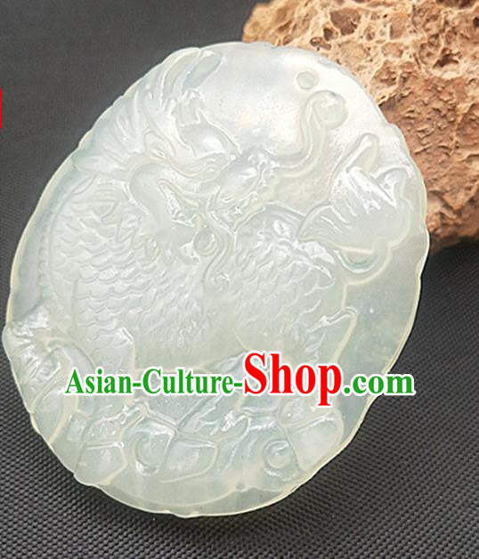 Chinese Handmade Jade Accessories Hsiuyen Jade Label Craft Carving Kylin Jade Necklace Pendant