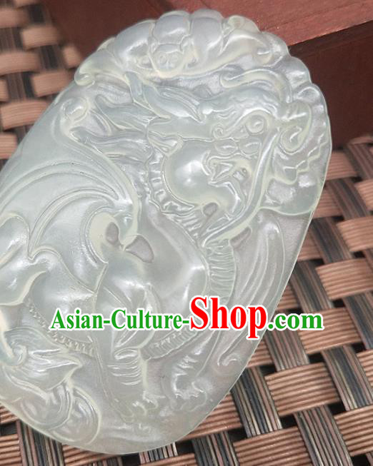 Chinese Handmade Jade Necklace Pendant Hsiuyen Jade Label Carving Kylin Jade Accessories Craft