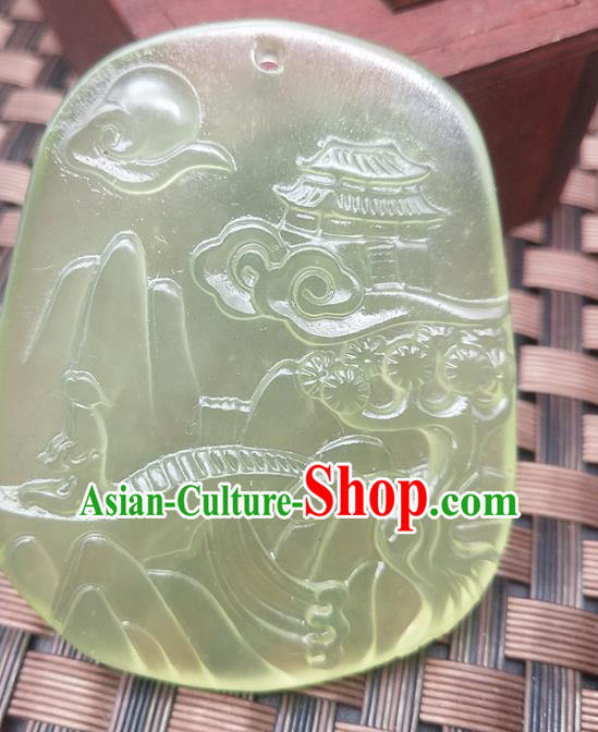 Chinese Handmade Jade Pendant Hsiuyen Jade Label Carving Palace Jade Accessories Necklace Craft
