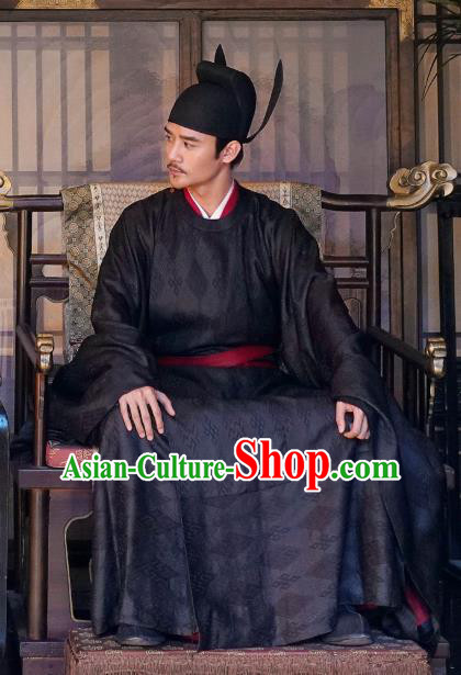 Chinese Ancient Garment Song Dynasty Emperor Historical Costumes and Headwear Drama Serenade of Peaceful Joy Renzong Wang Kai Apparel