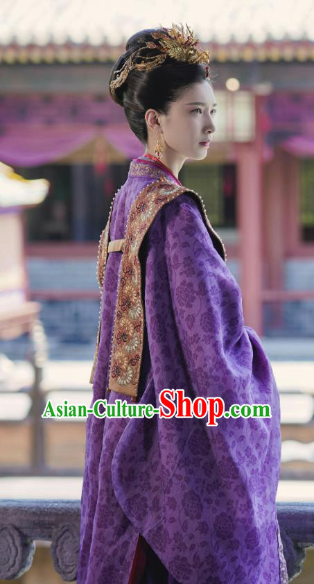 Chinese Ancient Garment Song Dynasty Empress Historical Costumes and Headpieces Drama Serenade of Peaceful Joy Queen Cao Danshu Dress