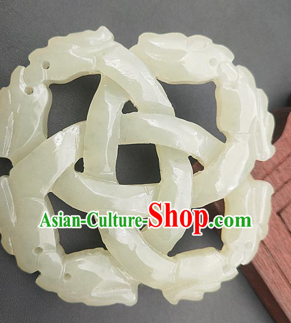 Chinese Handmade Jade Carving Necklace Accessories Handgrip Craft Jade Jewelry Jade Dragon Pendant
