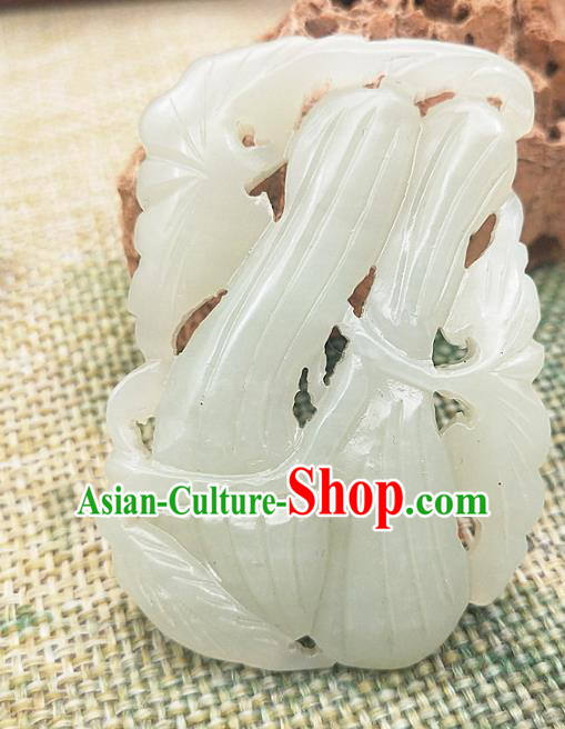 Chinese Jade Carving Necklace Accessories Handgrip Craft Handmade Jade Jewelry Jade Towel Gourd Pendant