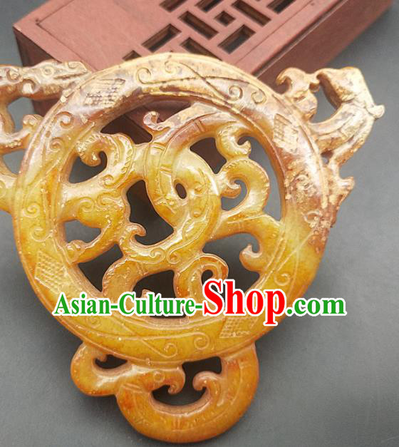 Chinese Carving Jade Dragon Necklace Accessories Handgrip Craft Handmade Jade Jewelry Jade Waist Pendant