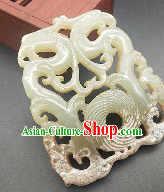 Chinese Retro Carving Jade Necklace Accessories Handgrip Craft Handmade Jade Jewelry Jade Phoenix Waist Pendant