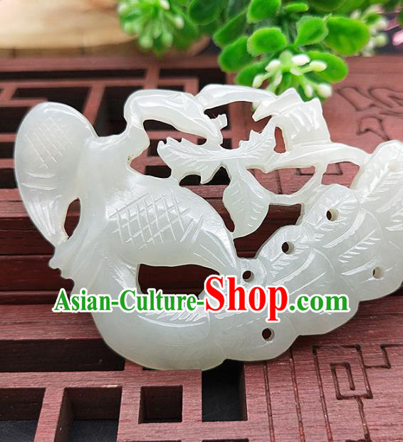 Chinese Retro Carving Jade Necklace Accessories Handgrip Craft Handmade Jade Jewelry Jade Phoenix Necklet Pendant