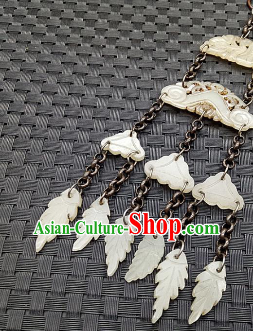 Chinese Handmade Jade Tassel Waist Accessories Handgrip Craft Handmade Jade Jewelry Carving Semi Annular Jade Pendant