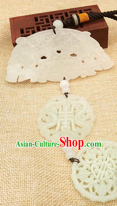 Chinese Handmade Semi Annular Jade Waist Accessories Handgrip Craft Handmade Jade Jewelry Jade Belt Pendant