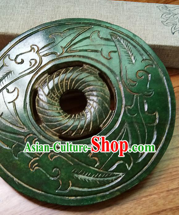 Chinese Handmade Green Jade Annular Accessories Handgrip Craft Handmade Jade Jewelry Jade Carving Waist Pendant