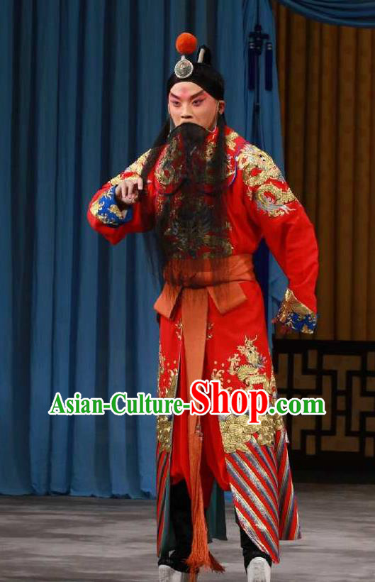 Chinese Peking Opera Martial Male Garment the Fourth Son Visits His Mother Costumes Old Men Yang Yanhui Apparel and Headpiece